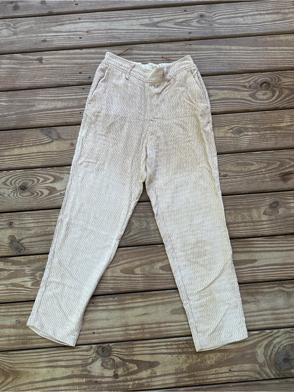 Momoni Italy Textured Velvet Tapered Pull-On Pants Size 38 Cream Beige